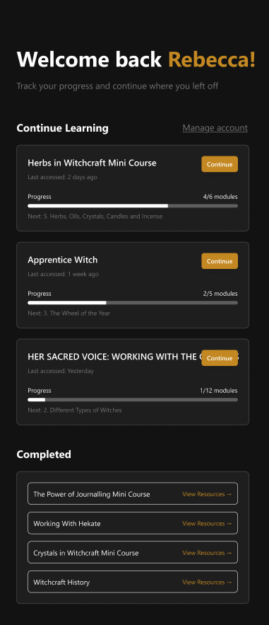 Course platform mobile screenshot