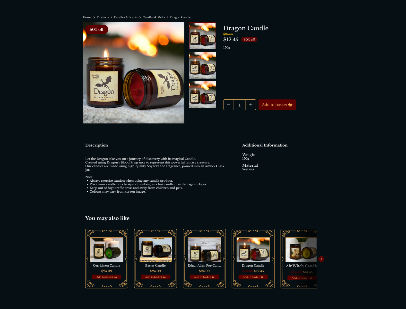 Online store desktop view screenshot