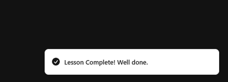 Lesson complete message screenshot