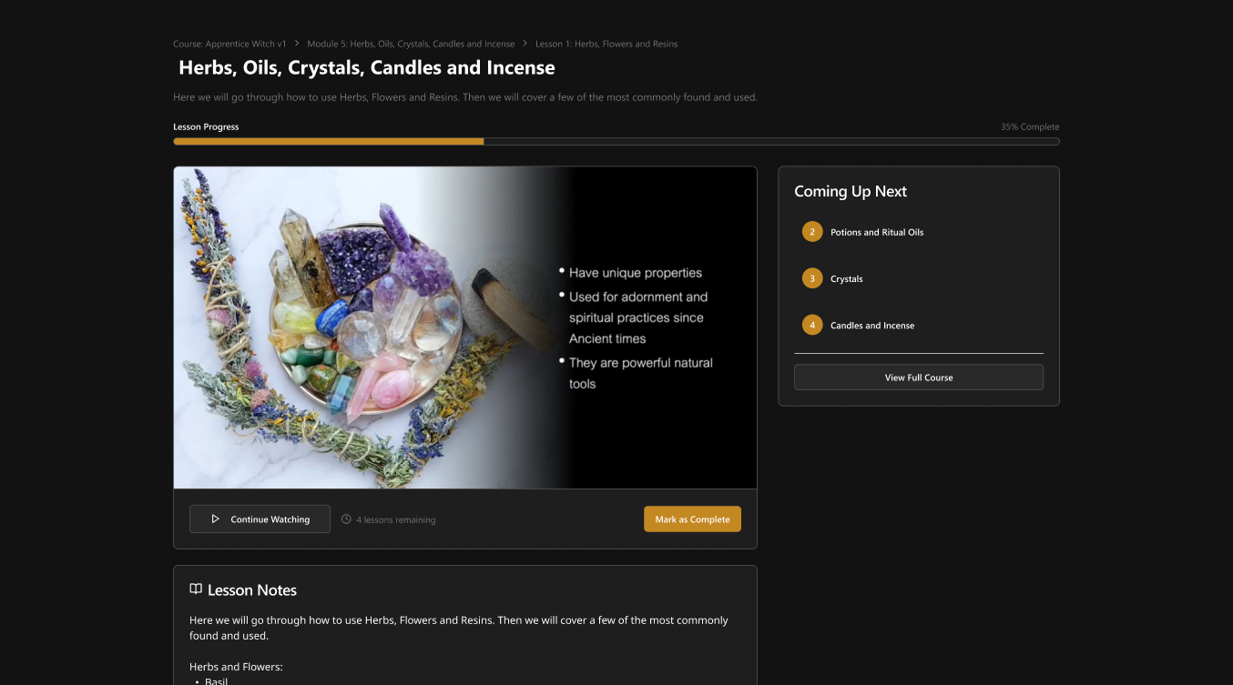 Course platform dashboard screenshot