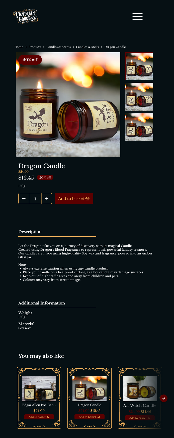 Online store mobile screenshot